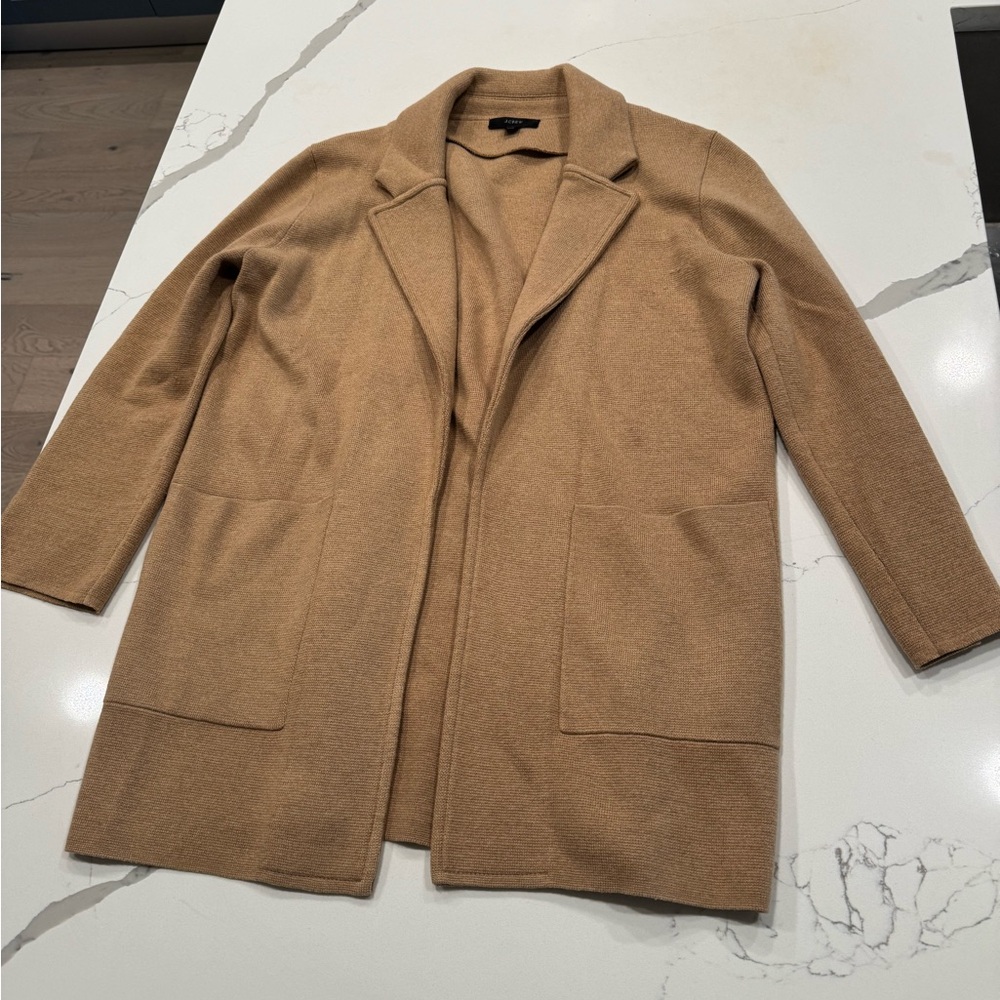 J Crew Tan Open Front Coat